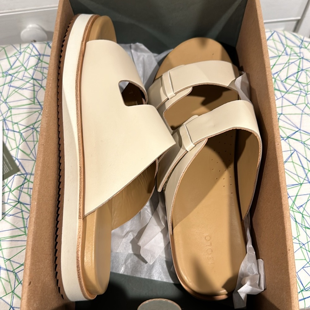 Nisolo Ella Flatform slide in Bone